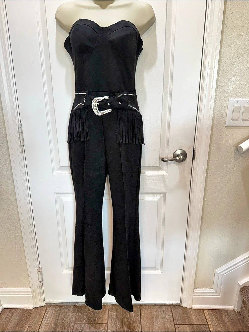 byer california Black Fringe Wide-Leg Jumpsuit Medium
